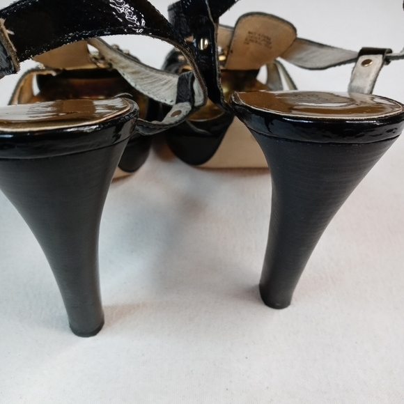 Michael Kors Black Patent Lthr Platform Open Toe B - Picture 3 of 10